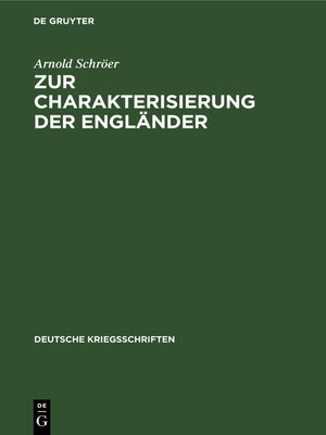 cover image of Zur Charakterisierung der Engländer